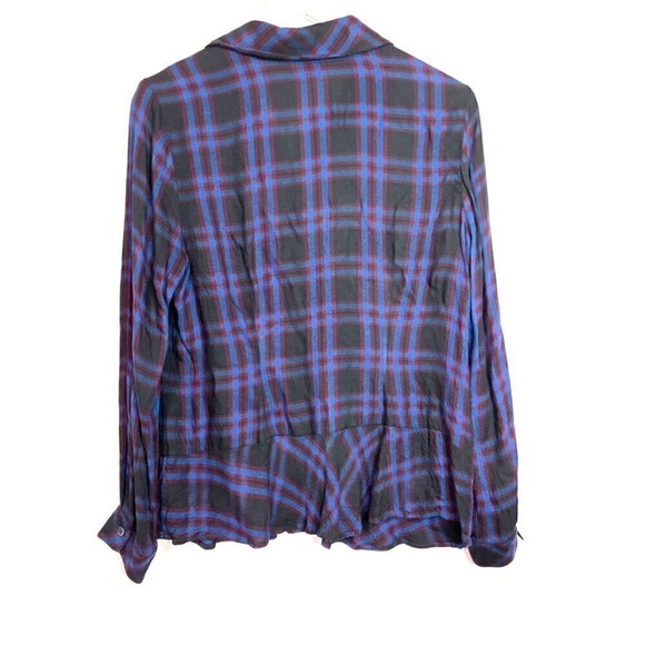 CAbi #3431 Blue/Purple Check Flannel Moody Plaid Button Down Size M - Picture 6 of 9